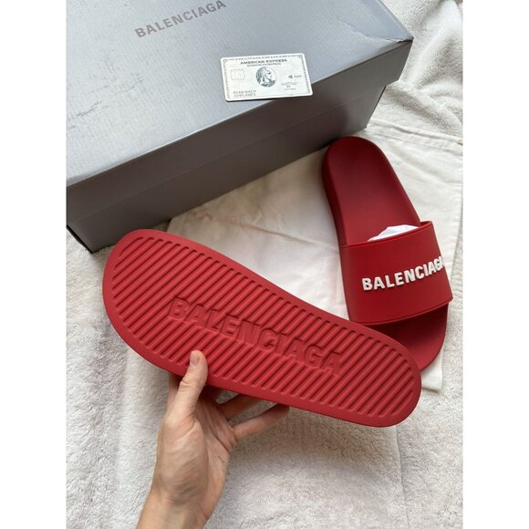 Balenciaga Red Logo Slides - Picture 4 of 4